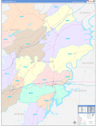 St. Clair County, AL Wall Map Color Cast Style 2024